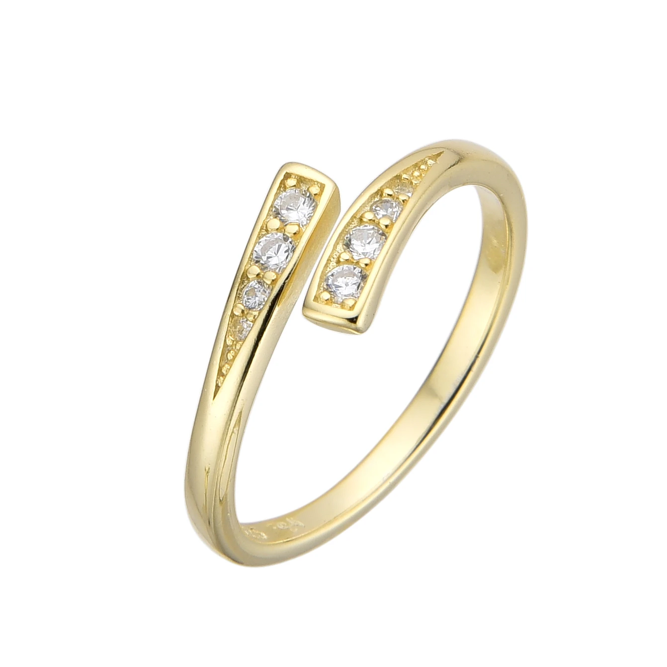Anillo abierto dorado con circones