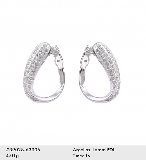 Argollas gota pavé 16 mm