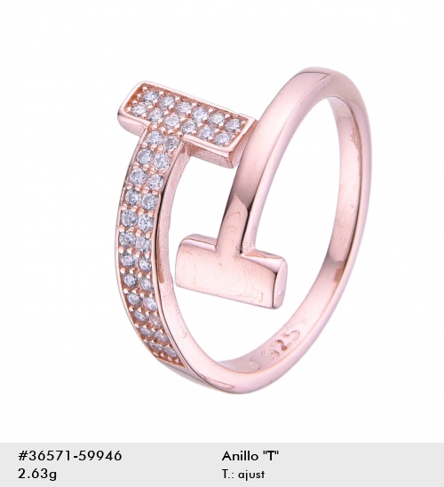 Anillo T rosado con circones