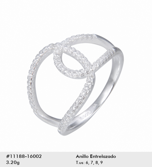 Anillo entrelazado de circones
